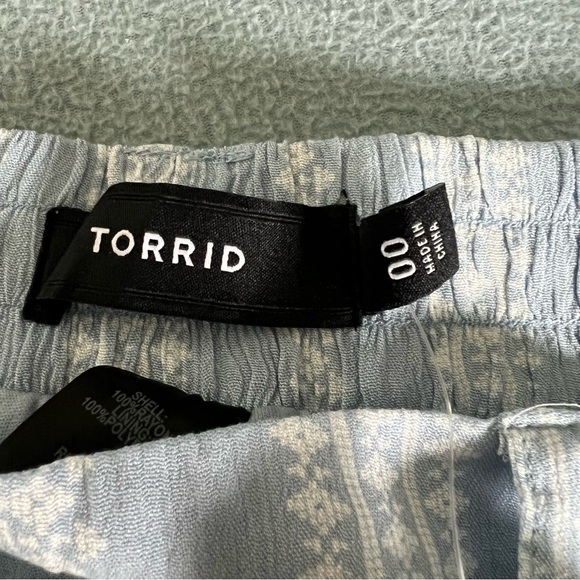 NWT Blue/white Gauze front tie wide leg pants - Picture 7 of 10